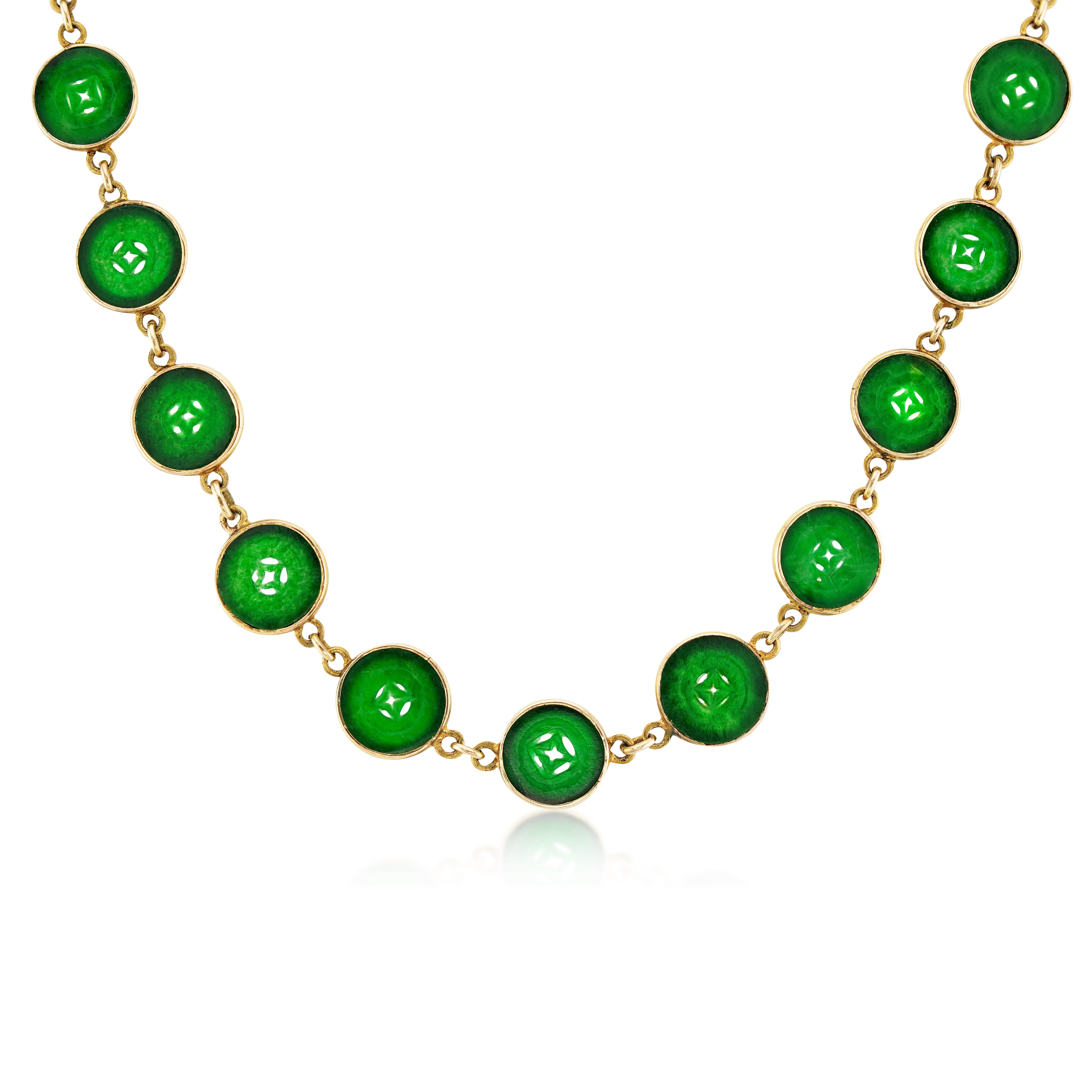 Yellow Gold and Antique Jade Coin Necklace
