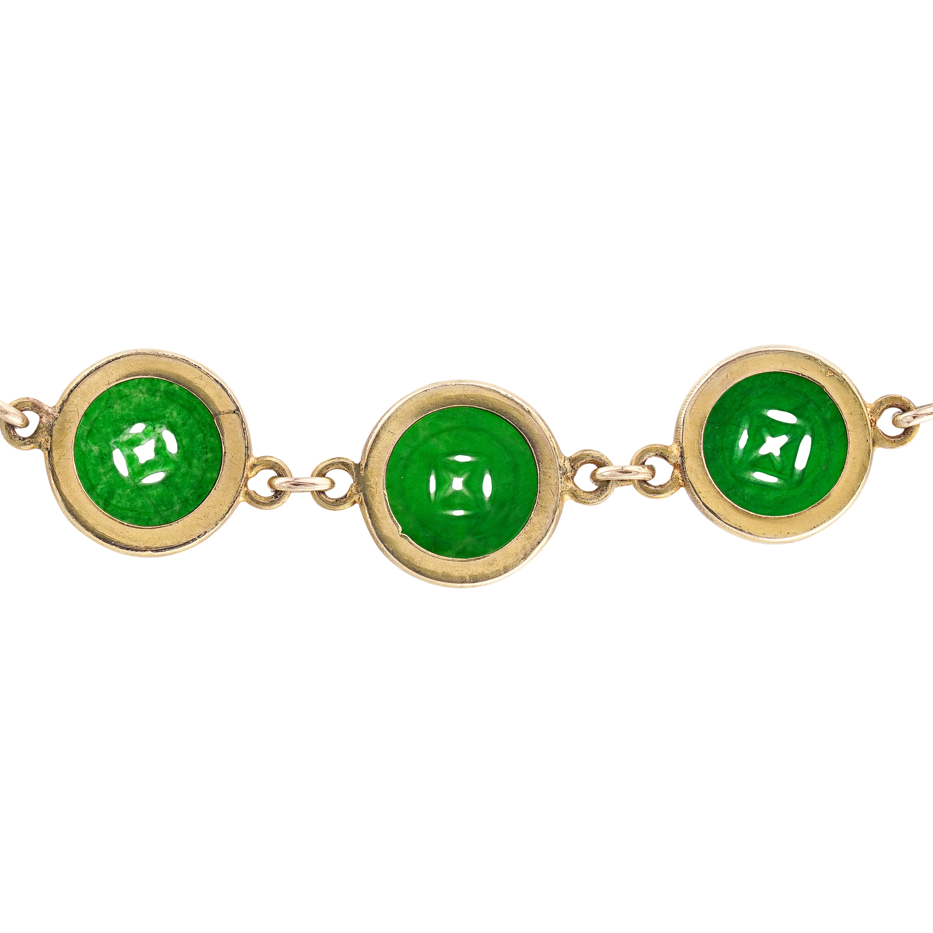 Yellow Gold and Antique Jade Coin Necklace