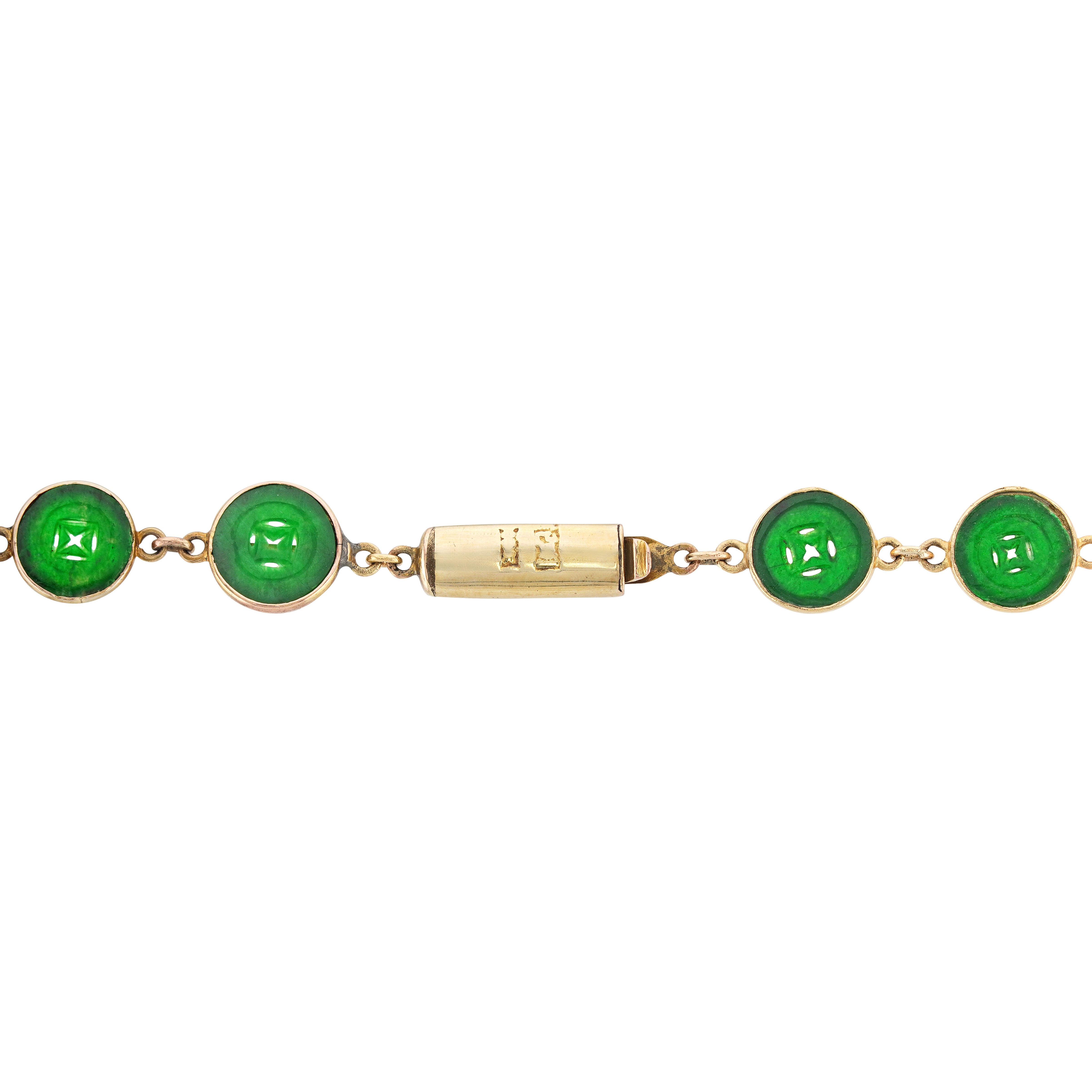 Yellow Gold and Antique Jade Coin Necklace