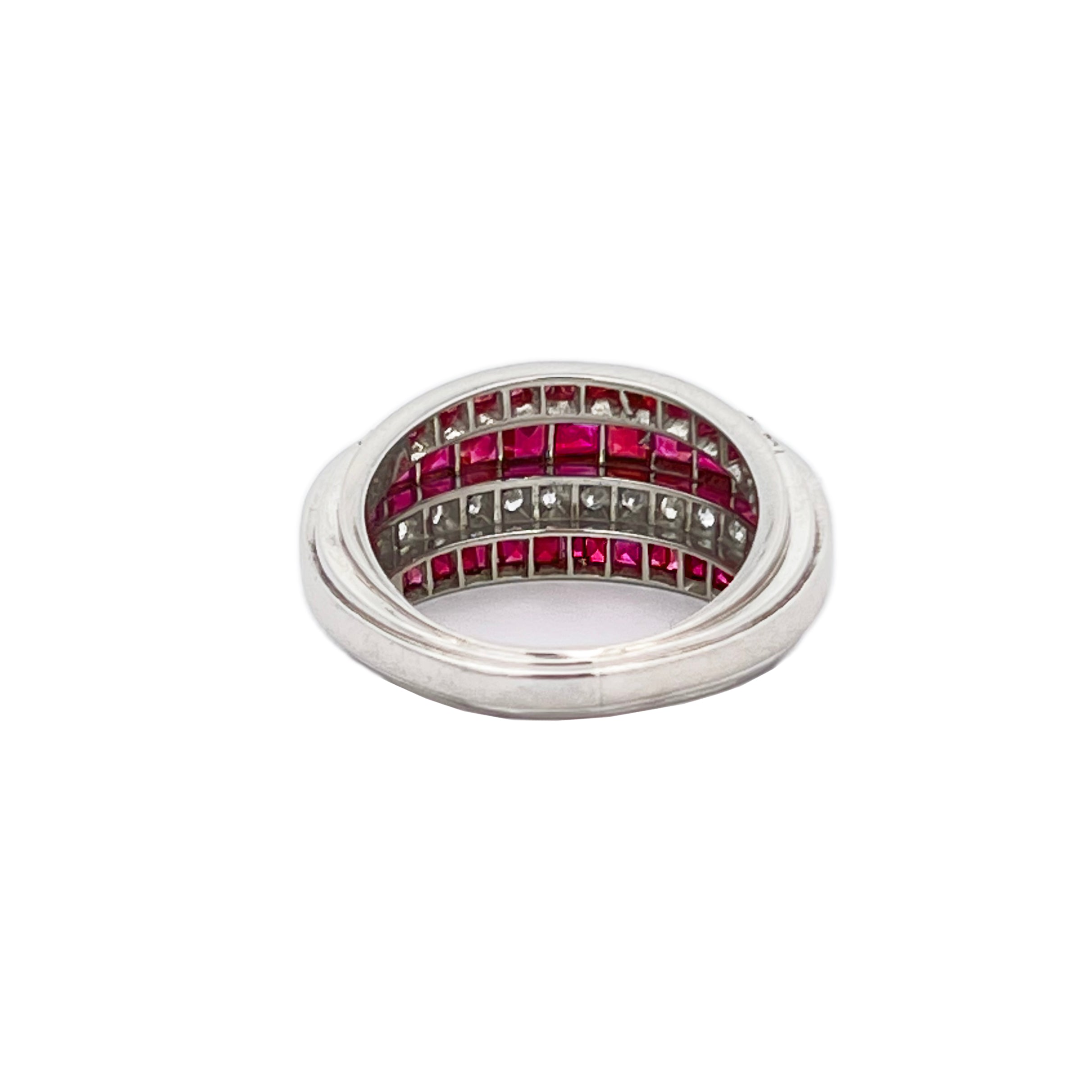 Platinum Ruby and Diamond Dome Ring