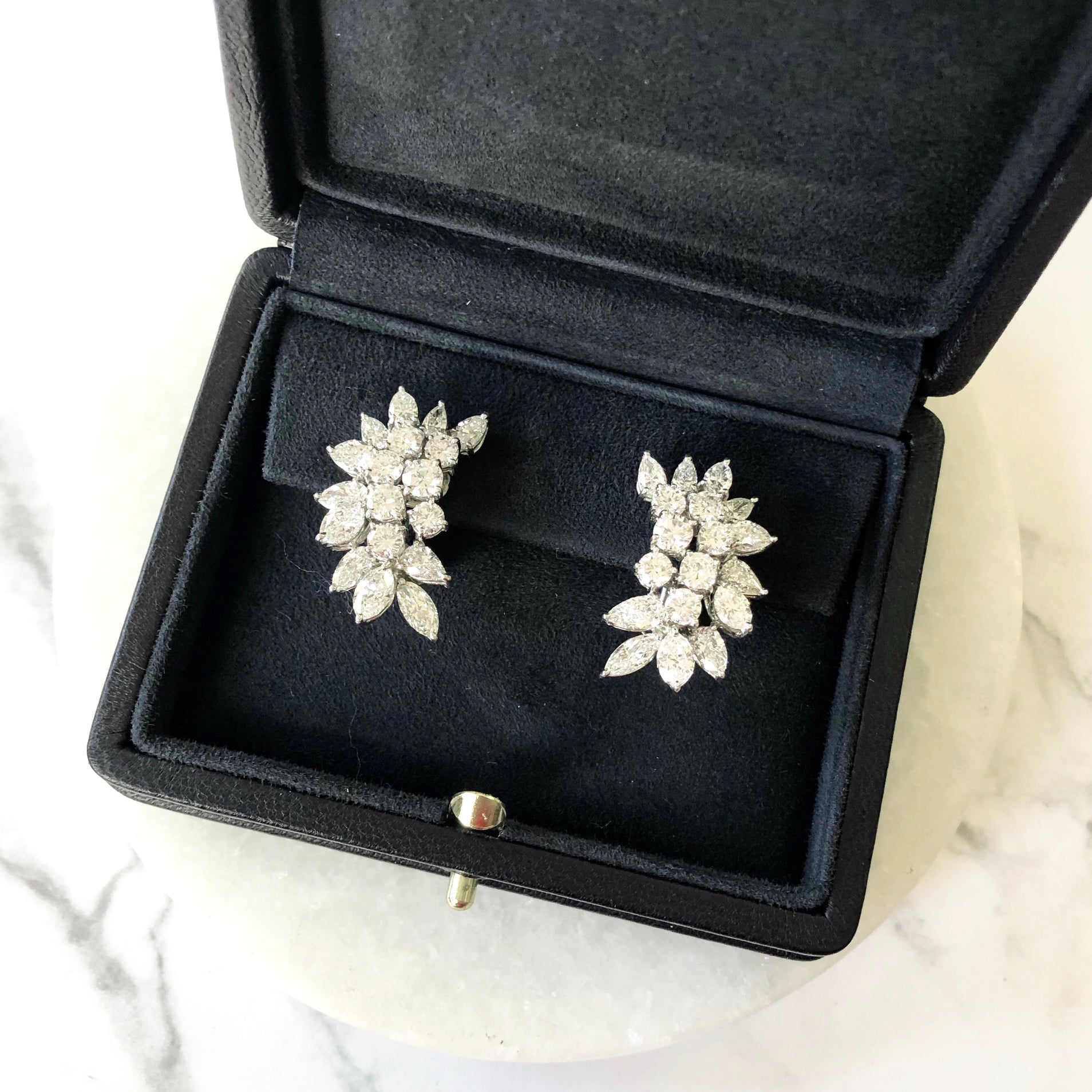 Platinum Diamond Cluster Earrings