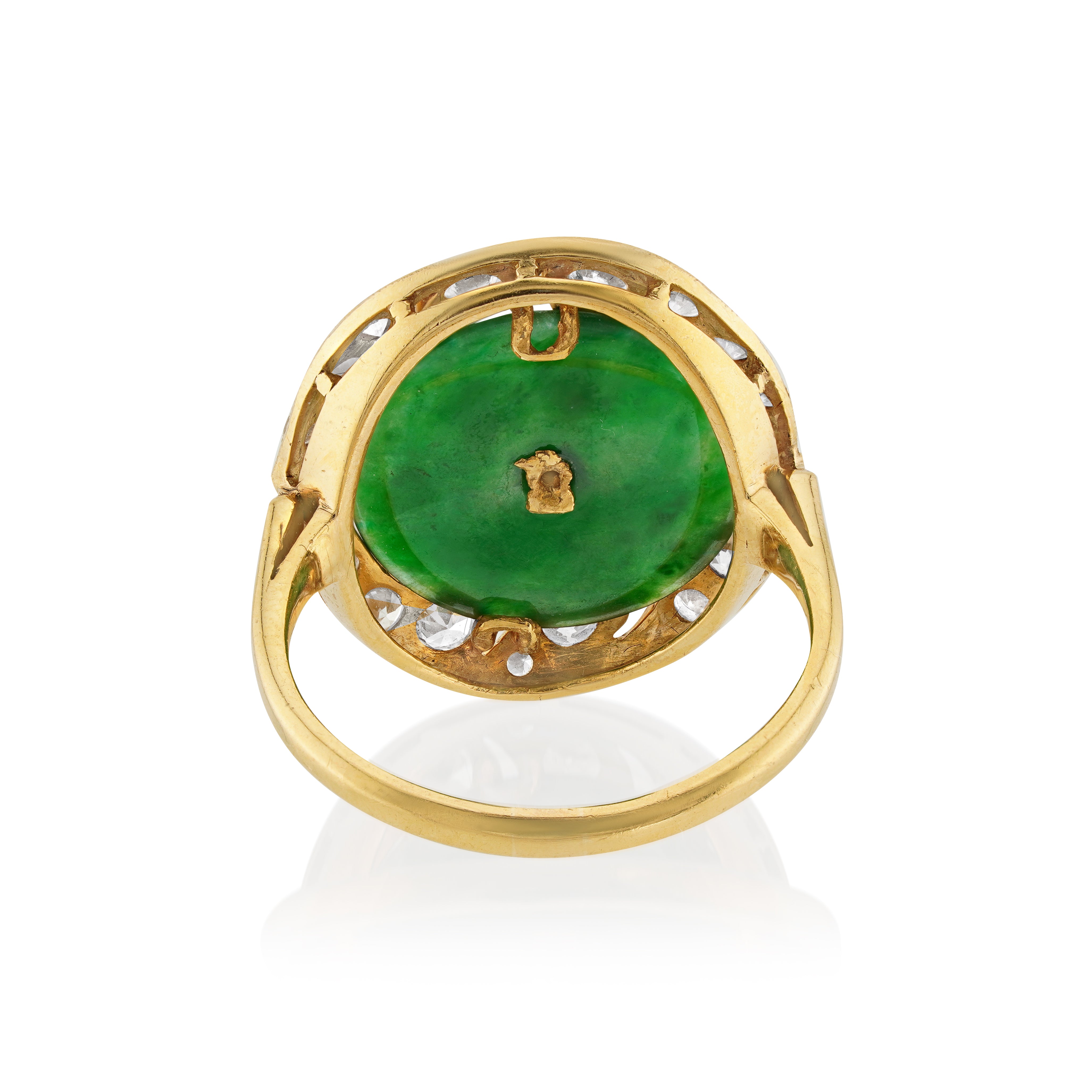 18kt Yellow Gold Jade and Diamonds Ring