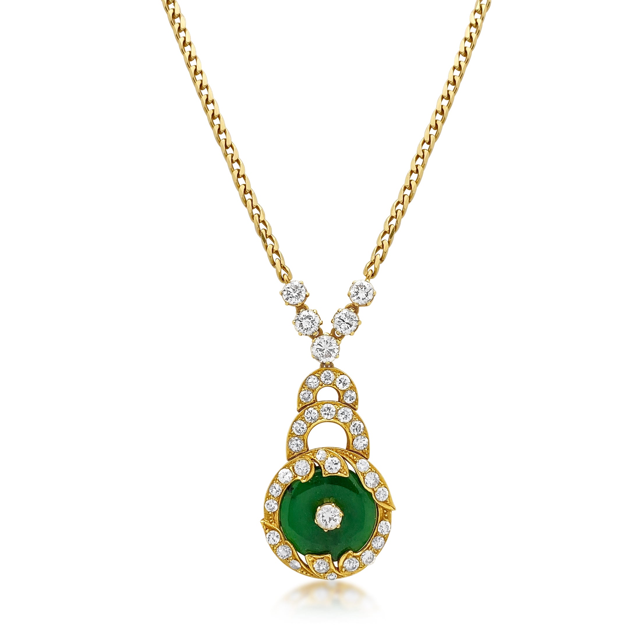 18kt Yellow Gold Jade & Diamond Pendant