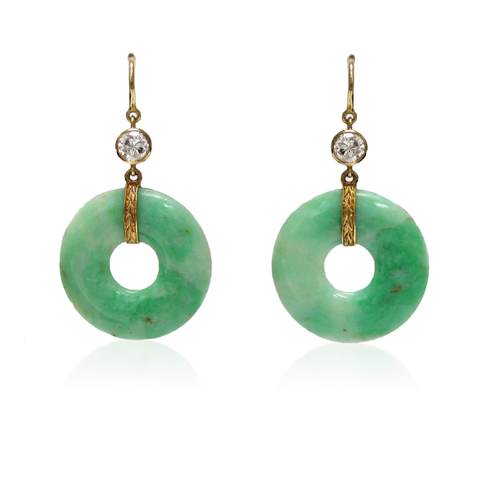 Jade Hoop and Diamond Earrings