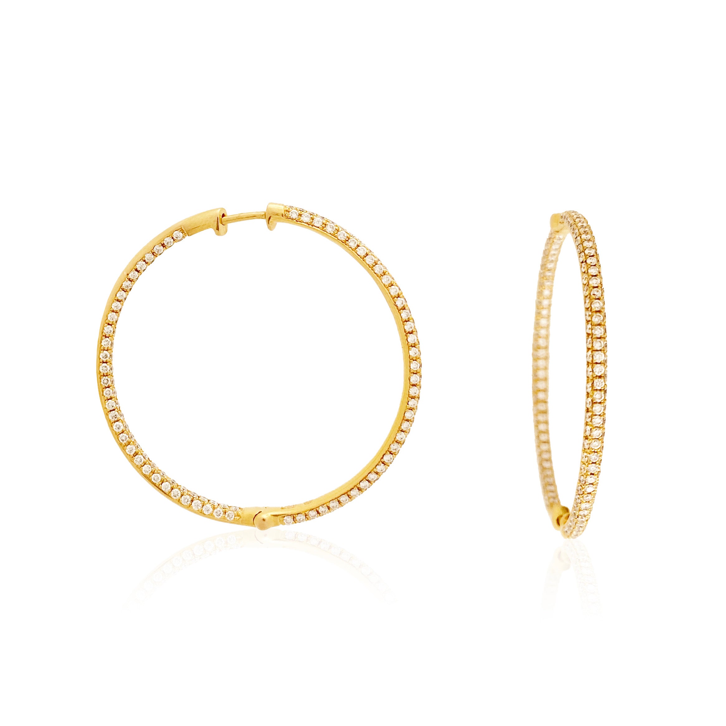 18kt Yellow Gold Diamond Hoop Earrings