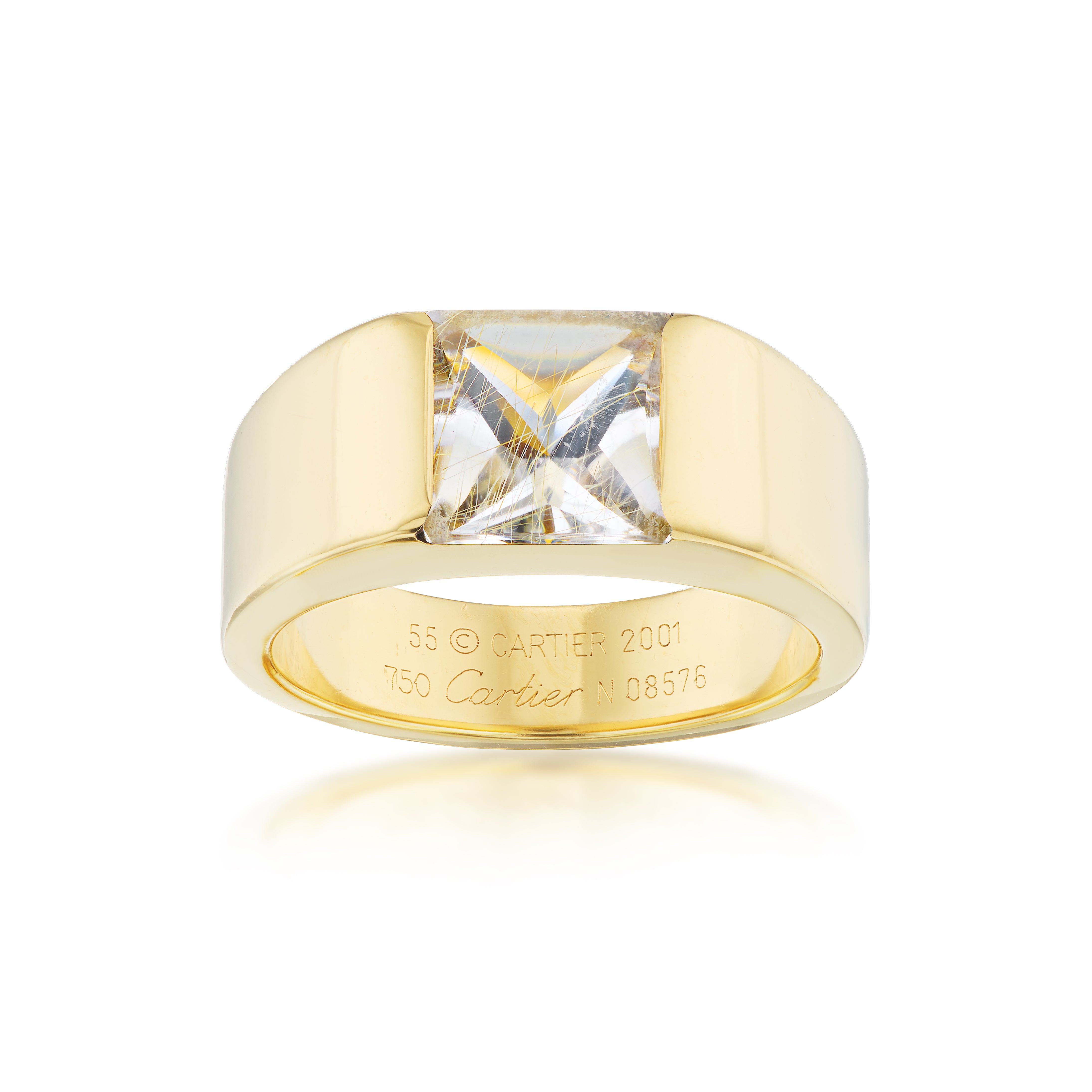 Cartier Tank Ring in 18kt Yellow Gold and Rutilated Quartz