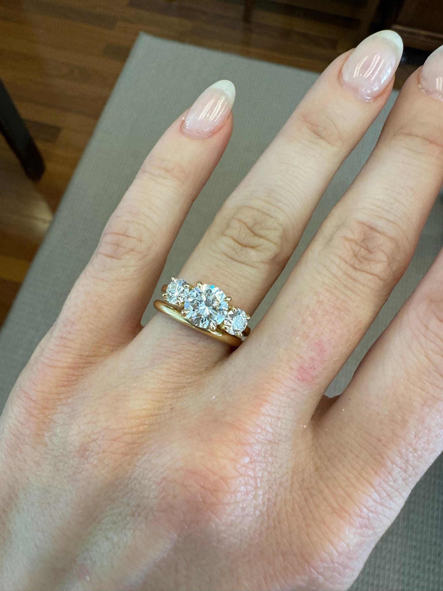 Custom 3-Stone Diamond Engagement Ring in 18kt Yellow Gold