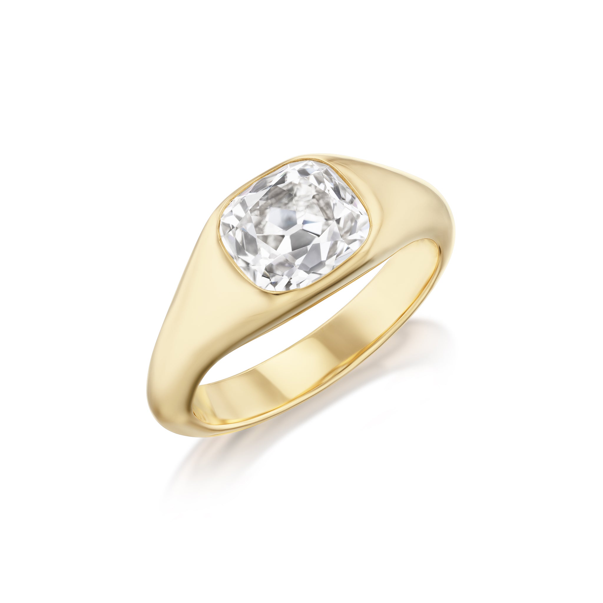 Custom DeYoung Signet Vintage Diamond Engagement Ring in 18kt Yellow Gold