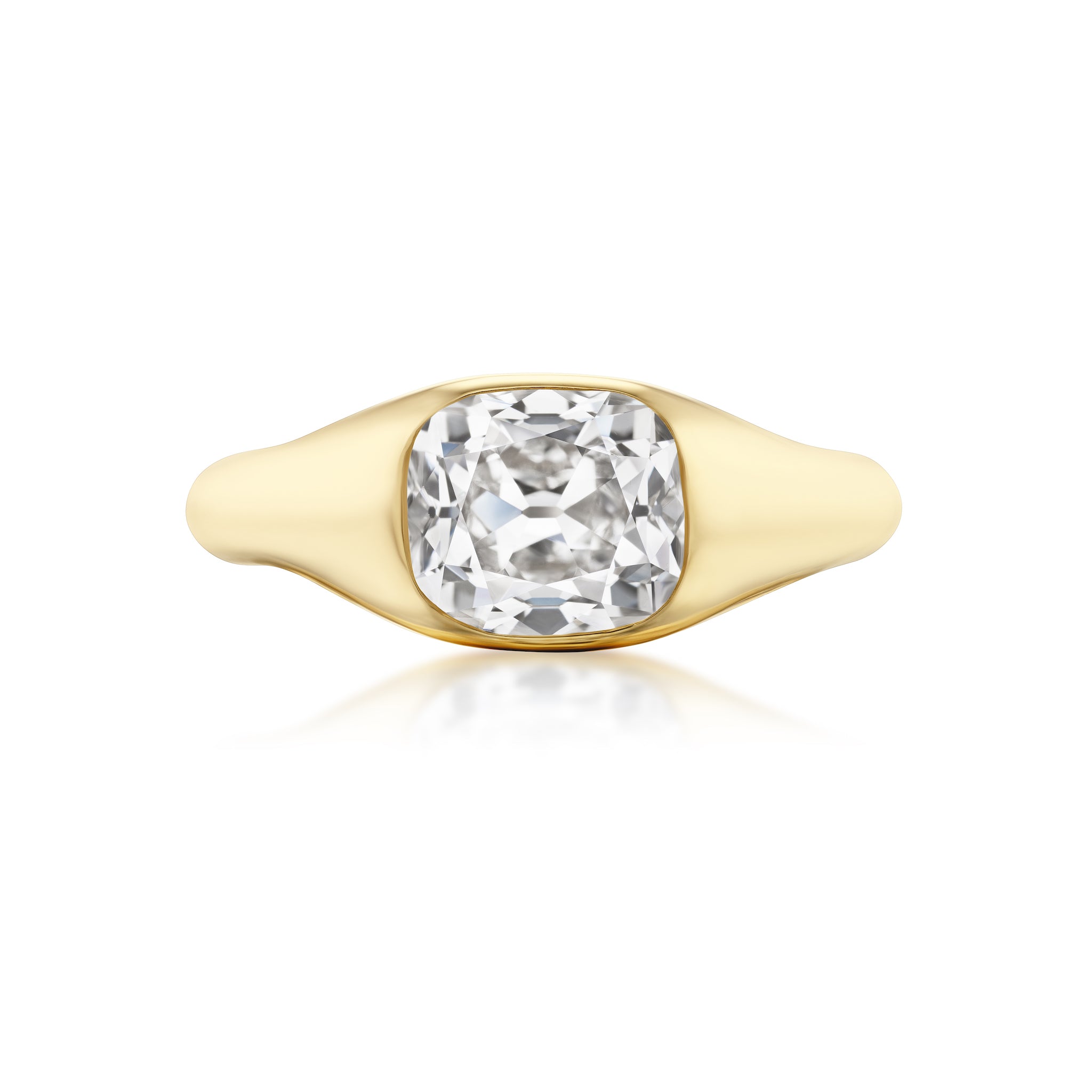 Custom DeYoung Signet Vintage Diamond Engagement Ring in 18kt Yellow Gold
