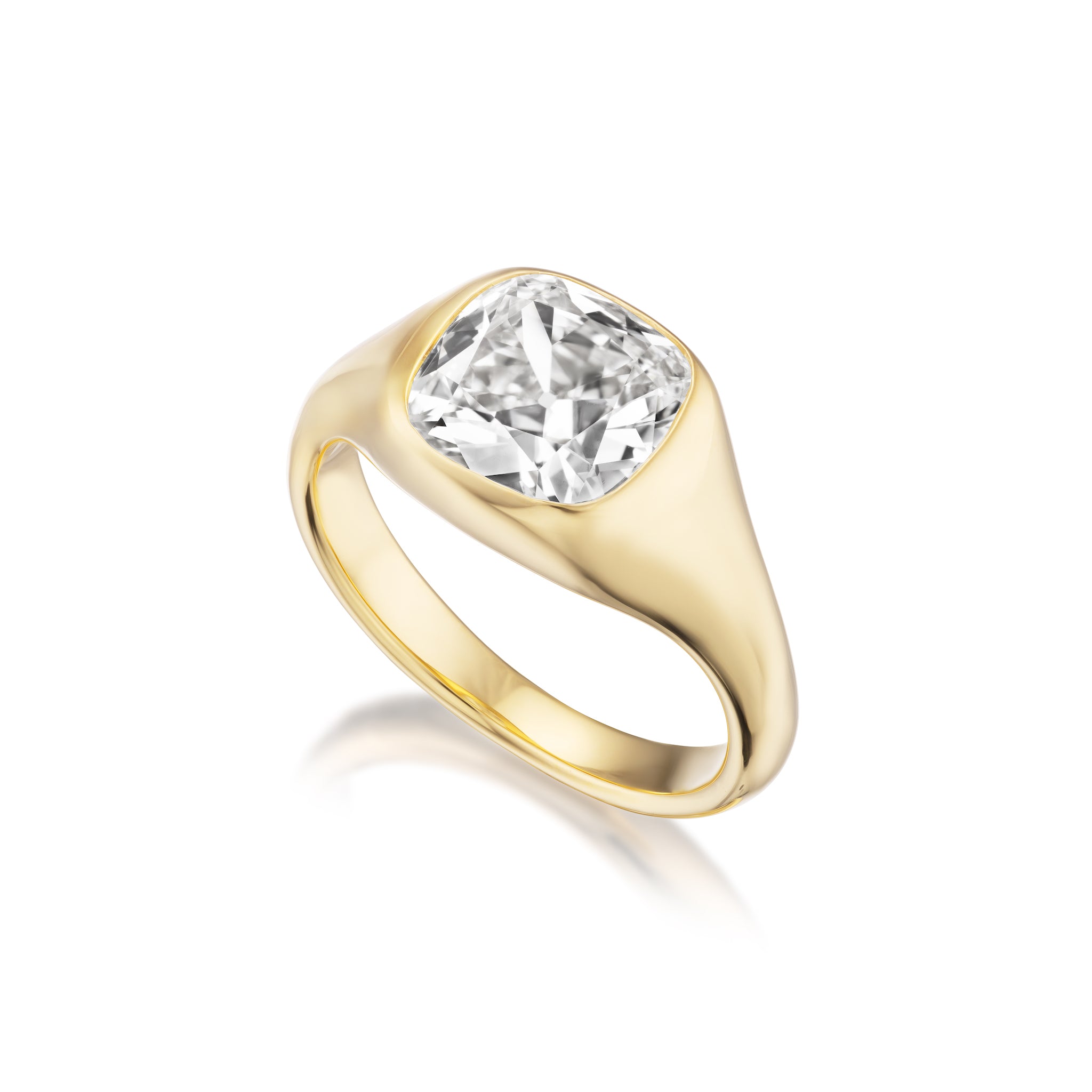 Custom DeYoung Signet Vintage Diamond Engagement Ring in 18kt Yellow Gold