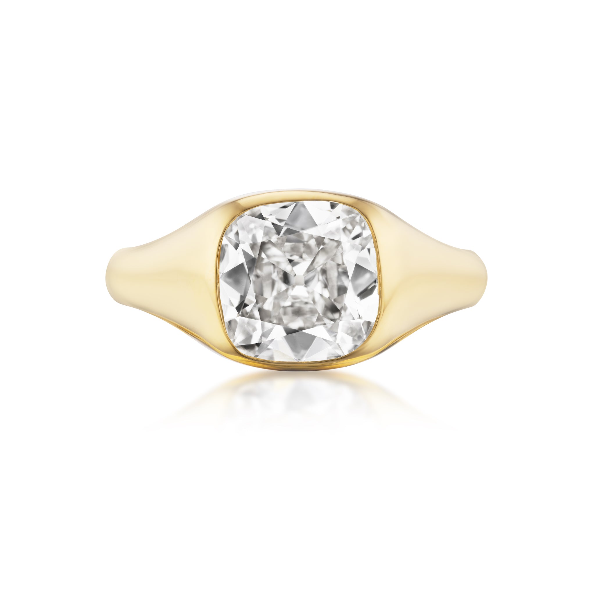 Custom DeYoung Signet Vintage Diamond Engagement Ring in 18kt Yellow Gold