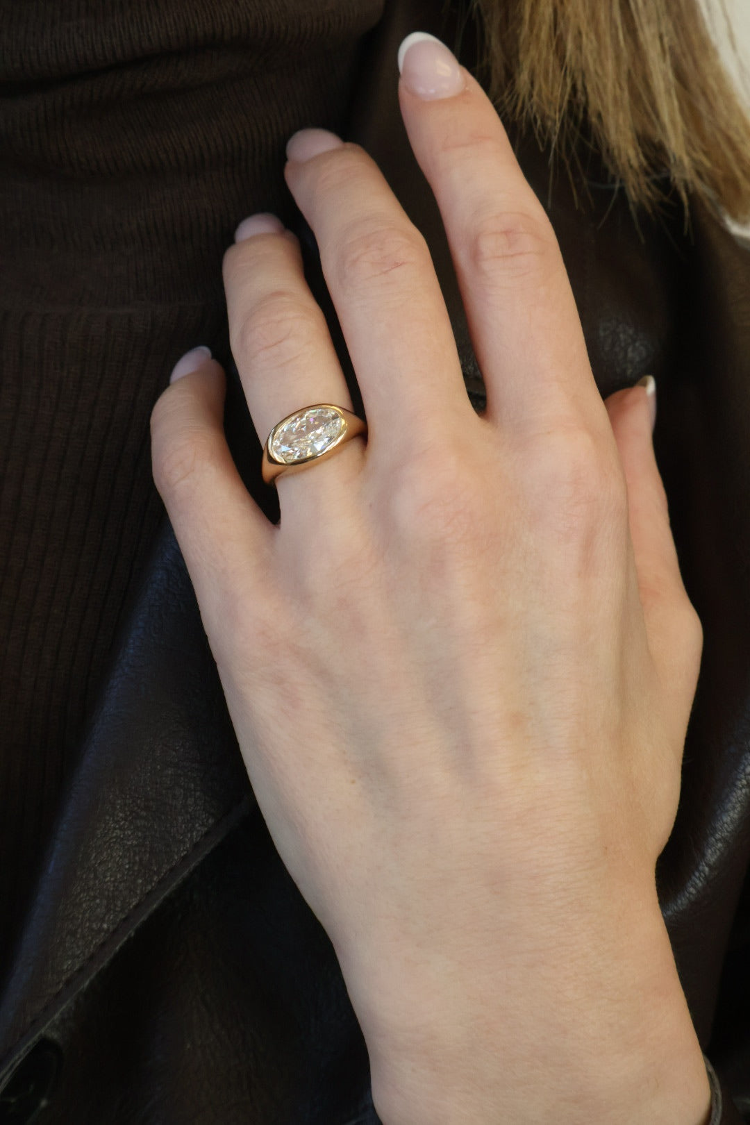 Custom DeYoung Signet Vintage Diamond Engagement Ring in 18kt Yellow Gold