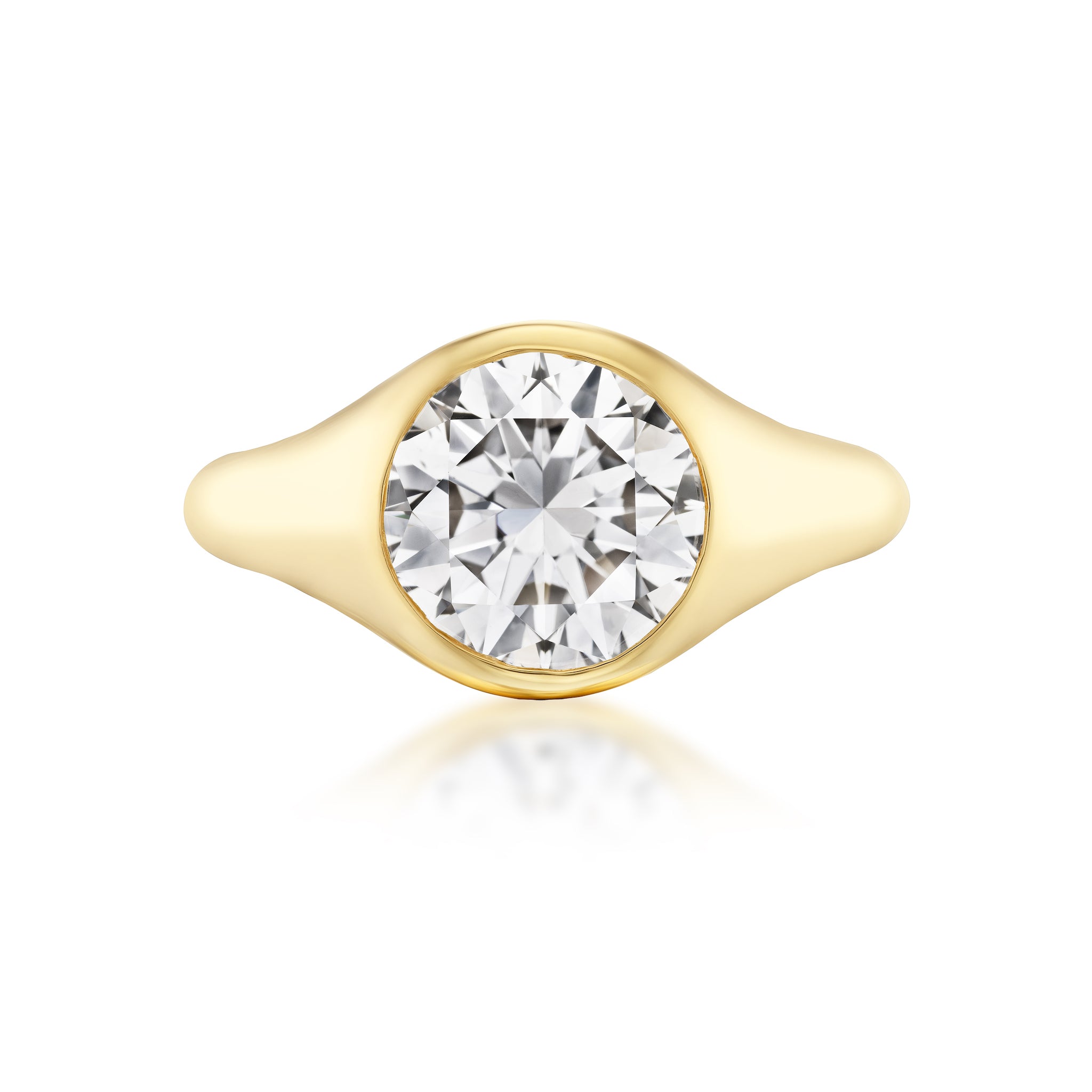 Custom DeYoung Signet Vintage Diamond Engagement Ring in 18kt Yellow Gold