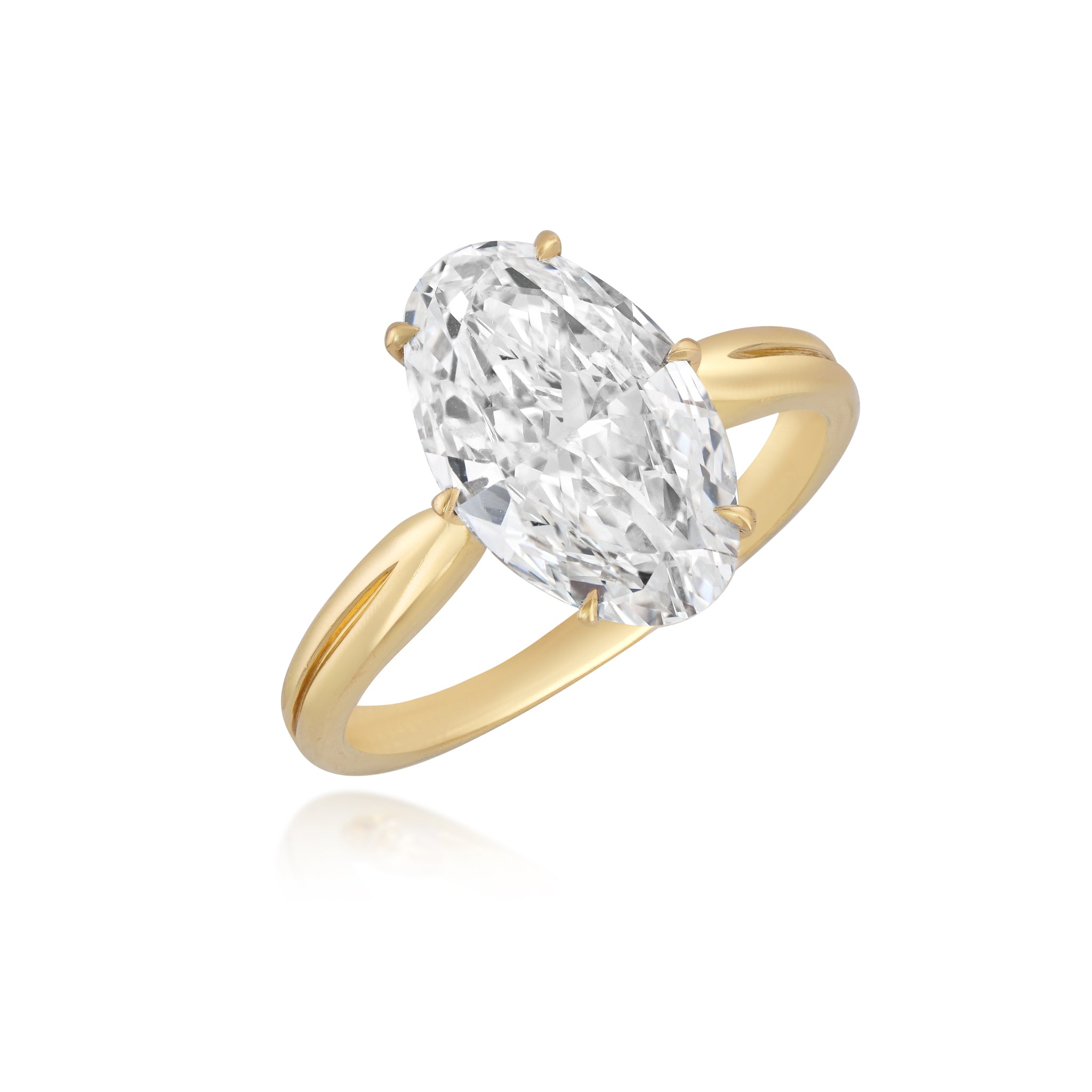 Custom Elongated Oval/Moval, Diamond Engagement Ring in 18kt Yellow Gold