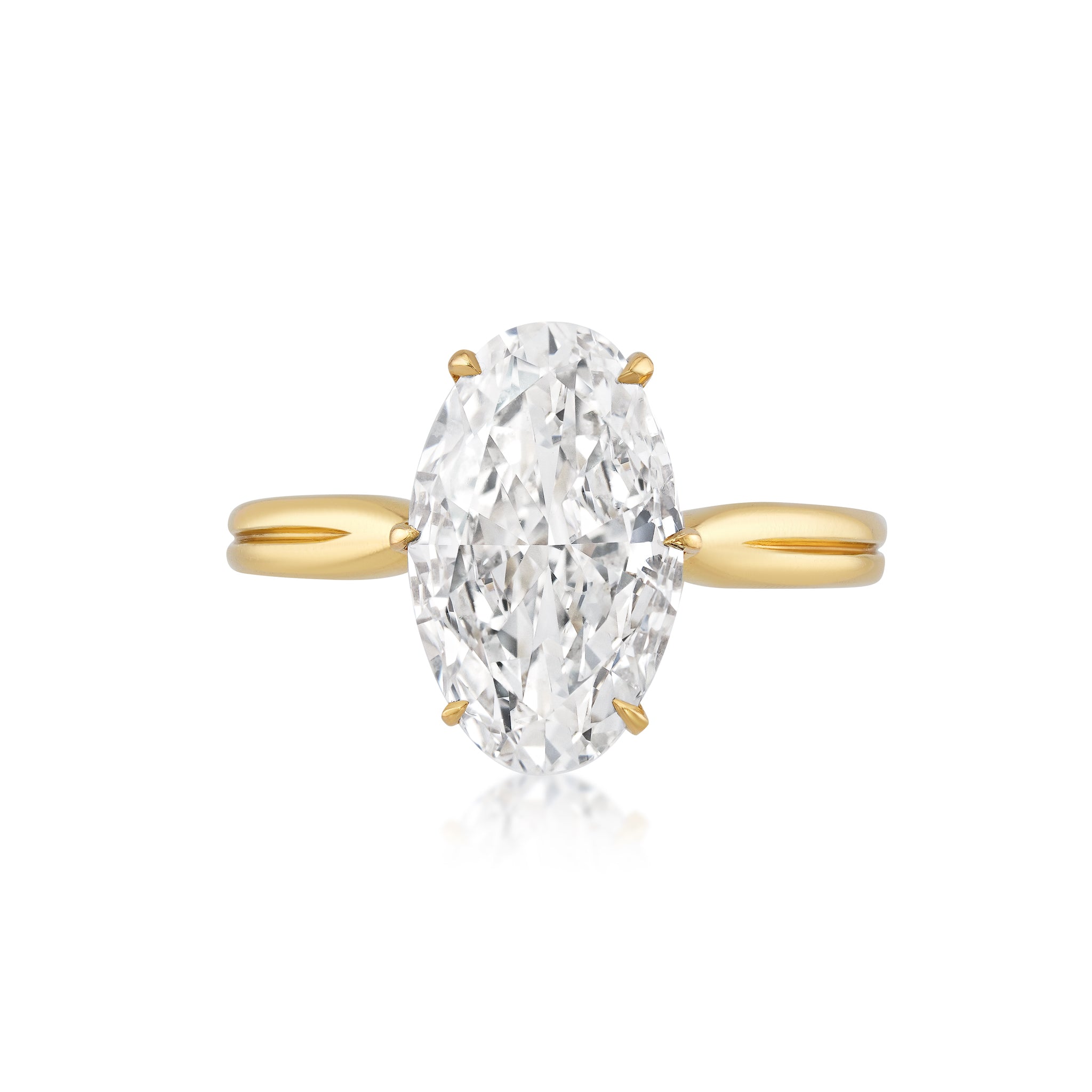 Custom Elongated Oval/Moval, Diamond Engagement Ring in 18kt Yellow Gold