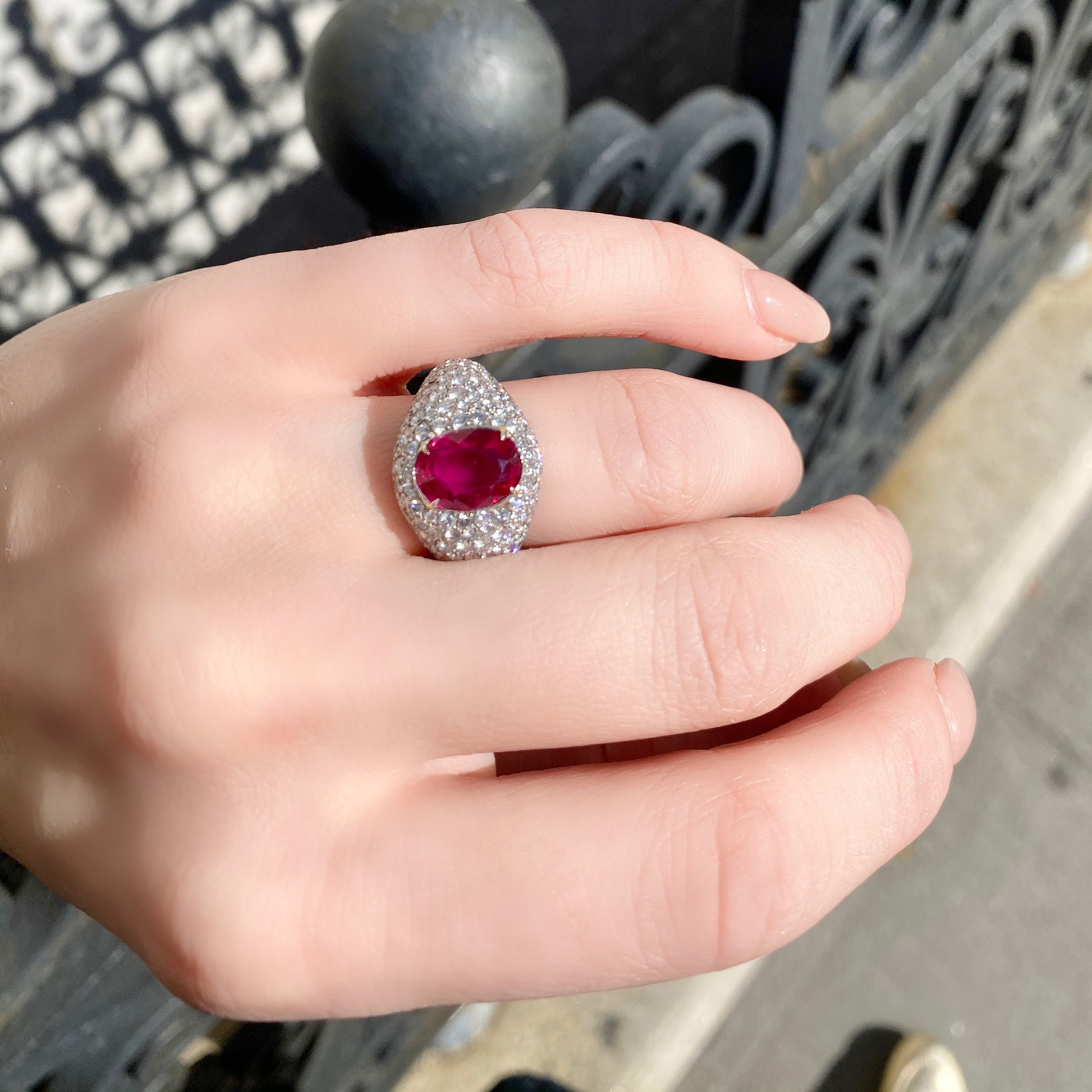 18kt White Gold Ruby and Diamond Ring