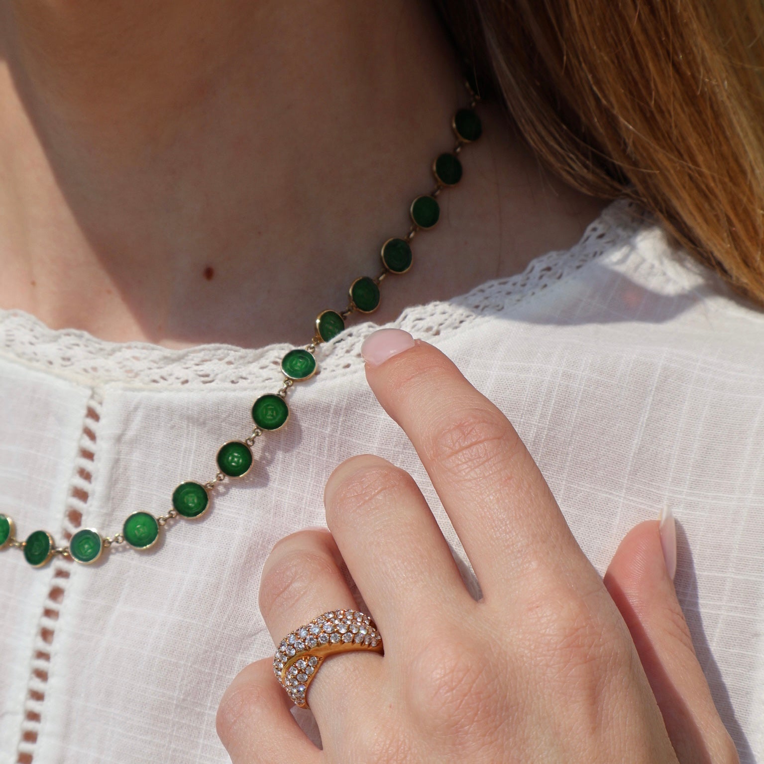 Yellow Gold and Antique Jade Coin Necklace