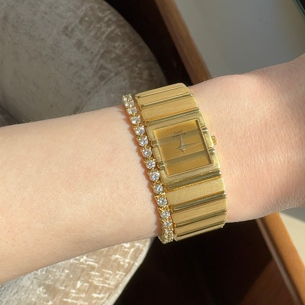 Vintage 18kt Yellow Gold and Diamond Tennis Bracelet