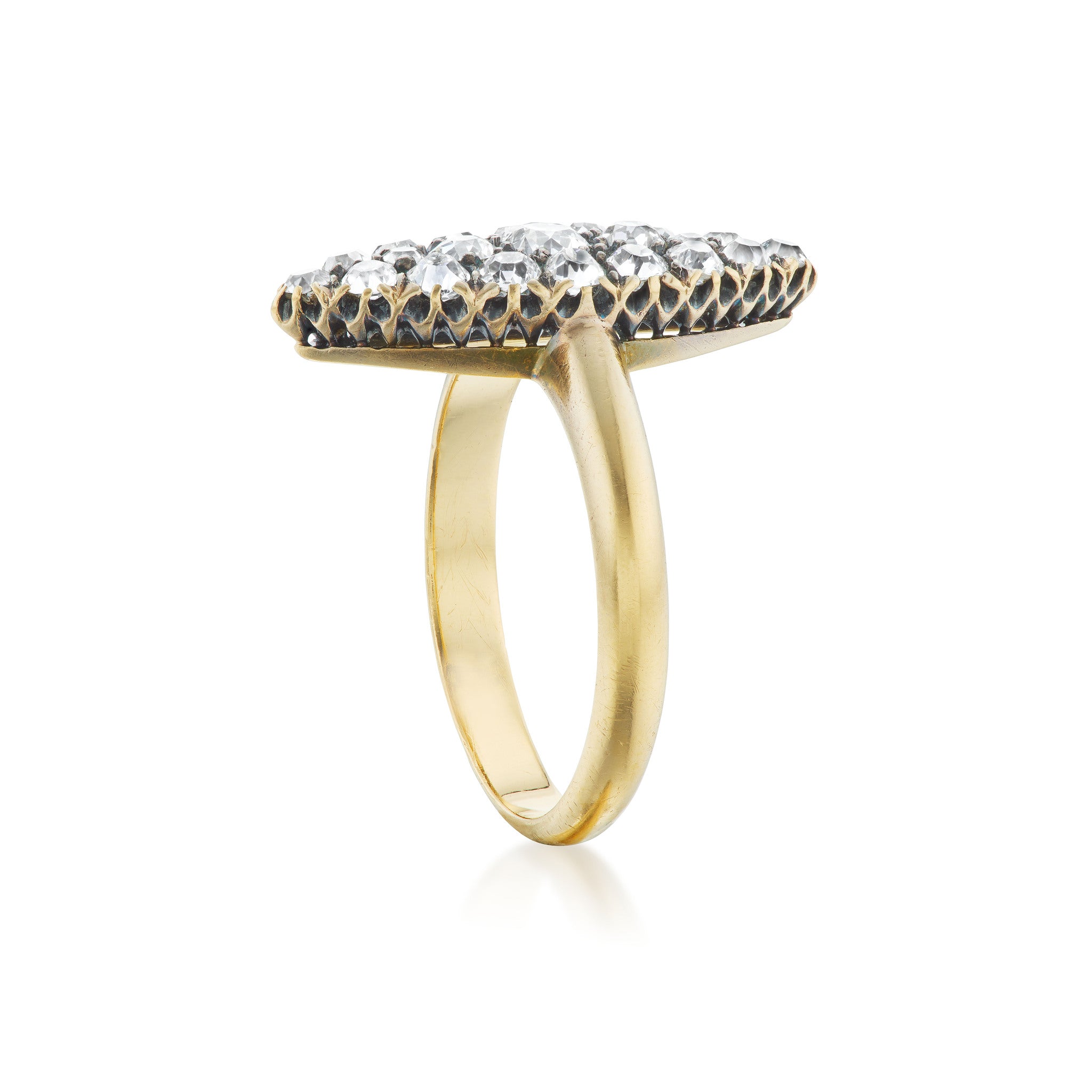 Antique 18kt Yellow Gold Diamond Navette Ring