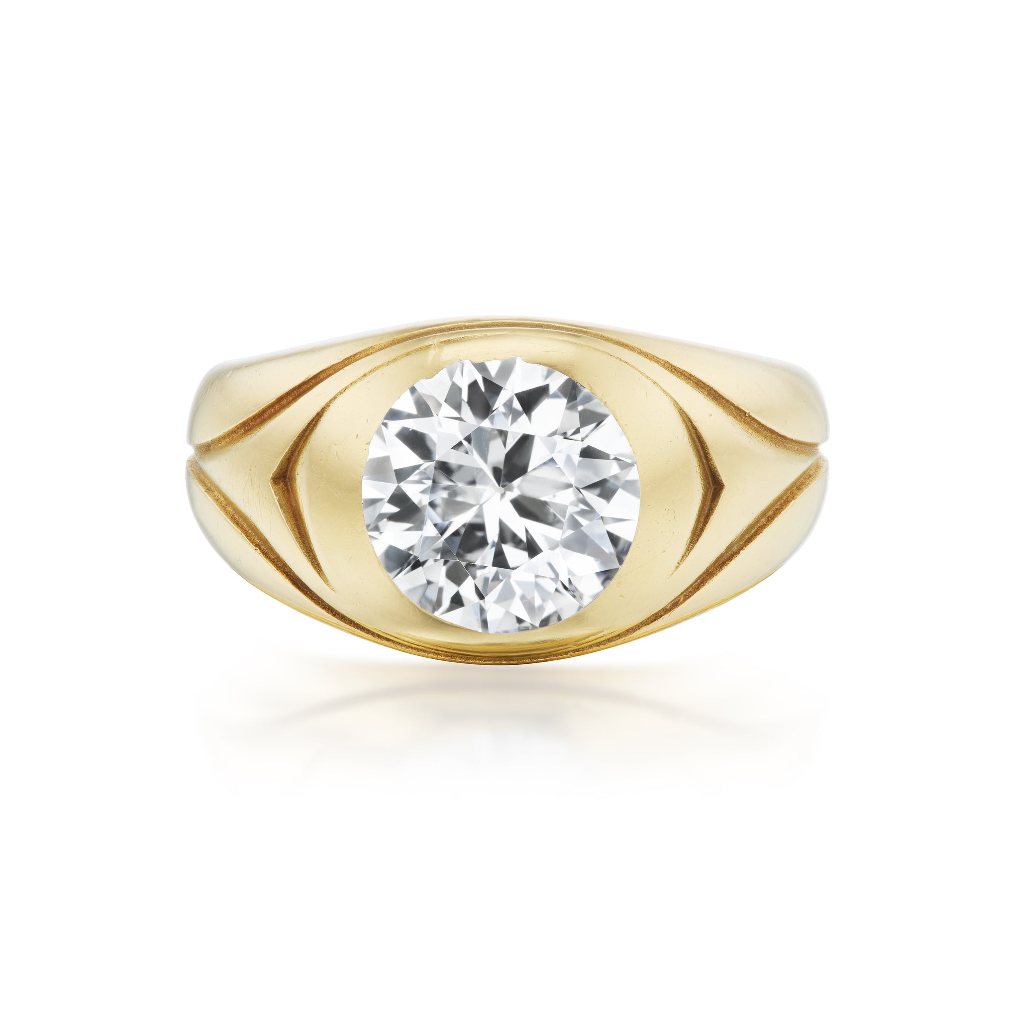 Art Deco 18kt Yellow Gold Old European-cut Diamond Ring