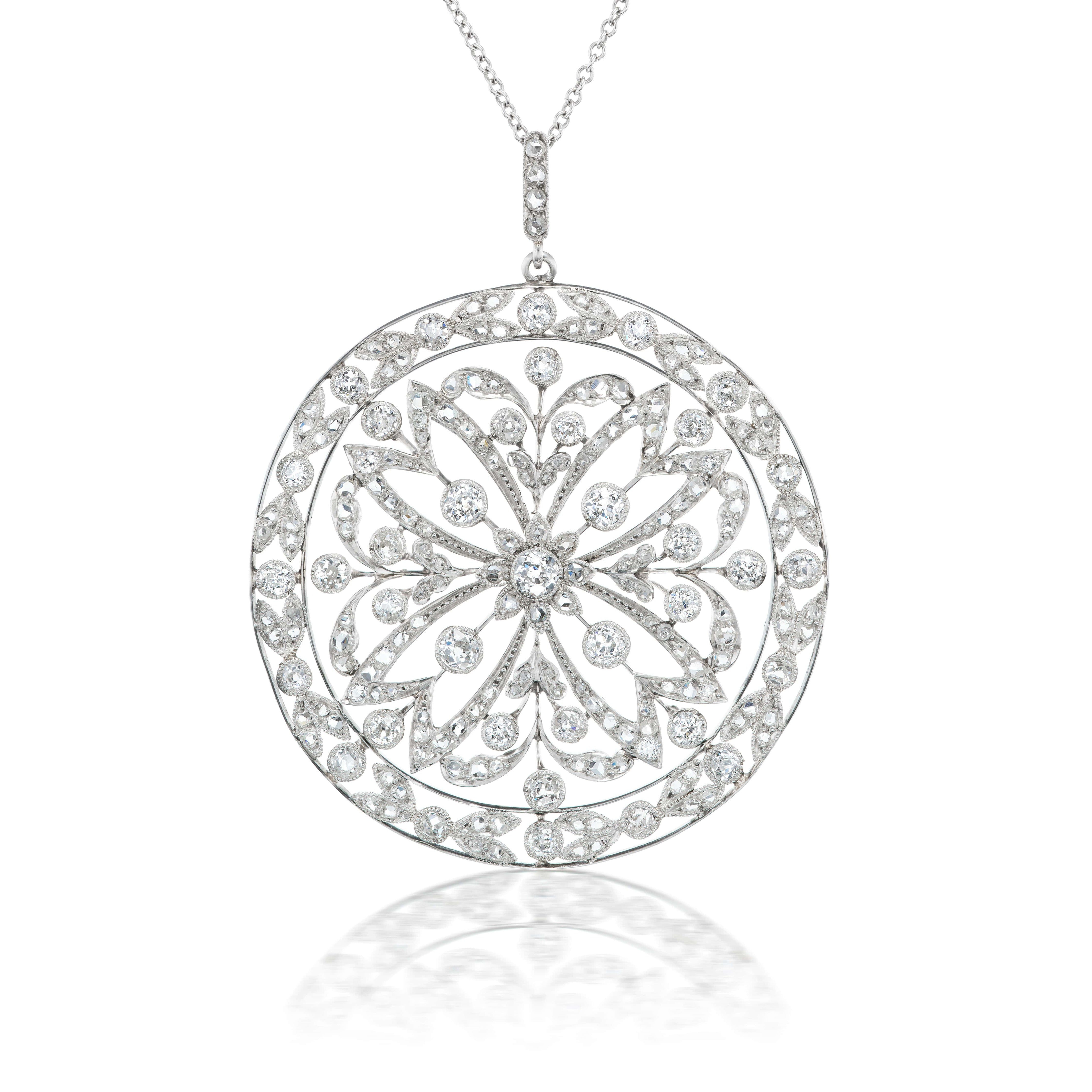 Edwardian Platinum and Diamond Pendant