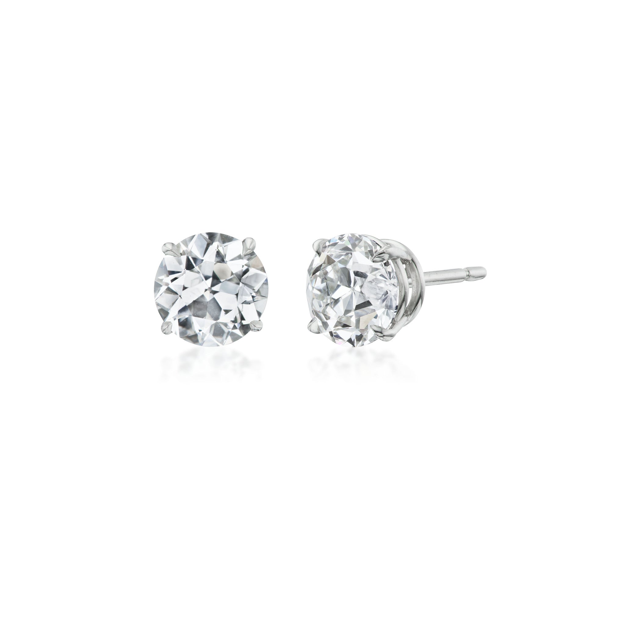 Platinum Old European-cut Diamond Earstuds