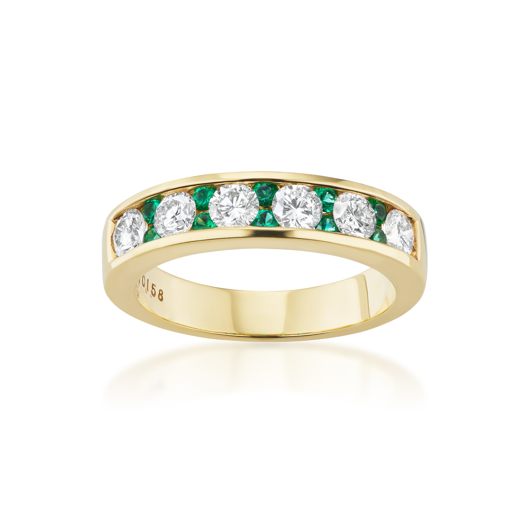 18kt Yellow Gold Emerald and Diamond Half Band