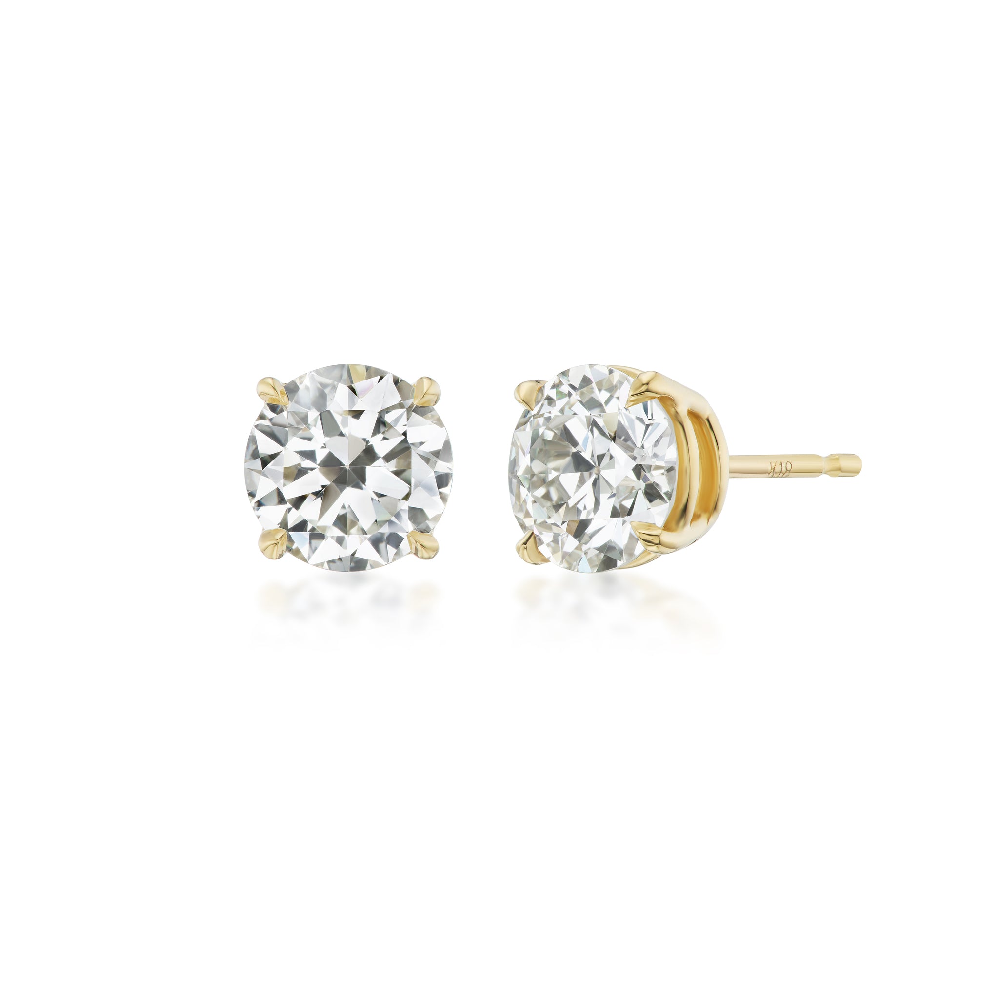 18kt Yellow Gold Old European-cut Diamond Earstuds