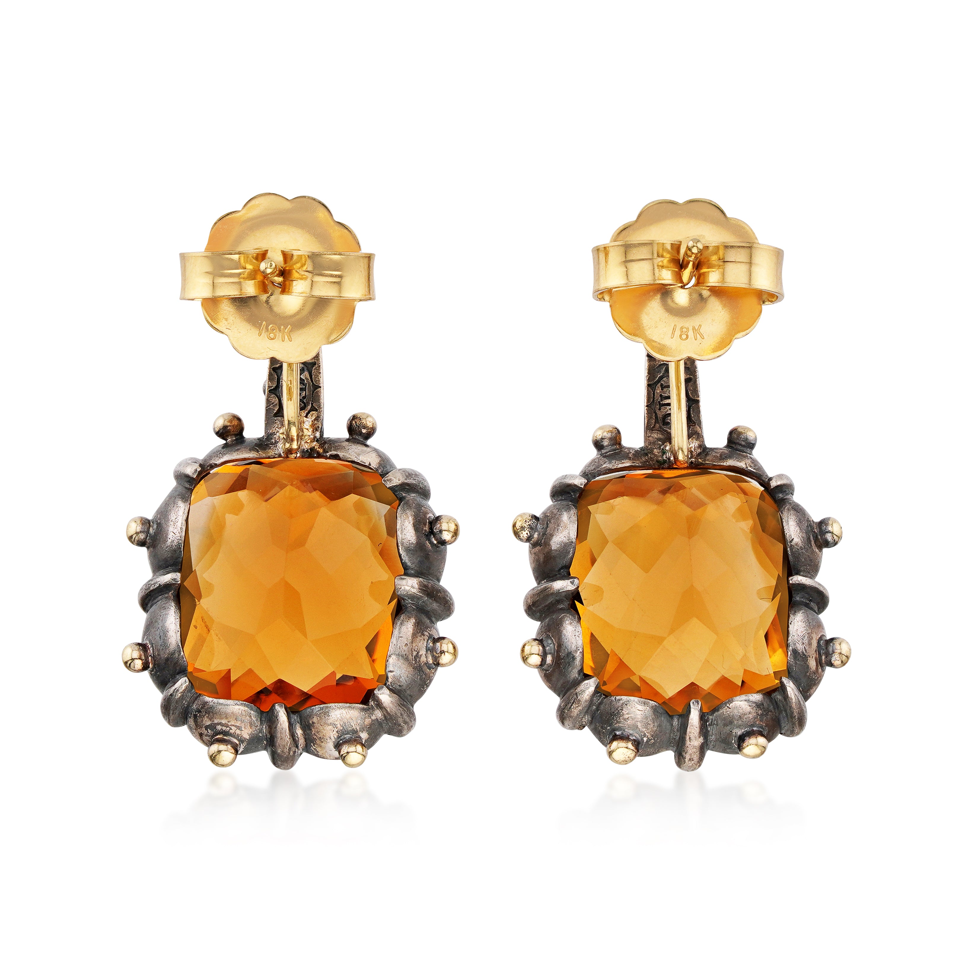 Marilyn Cooperman 18kt Yellow Gold and Silver Citrine Earrings