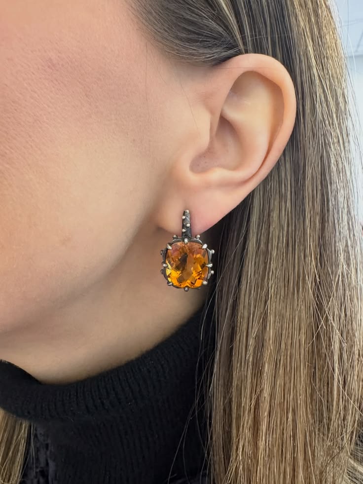 Marilyn Cooperman 18kt Yellow Gold and Silver Citrine Earrings