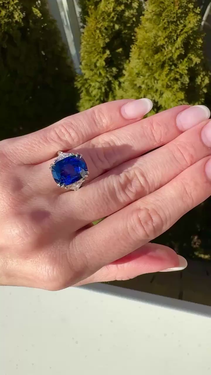 Platinum, Color Change Sapphire, and Diamond Ring