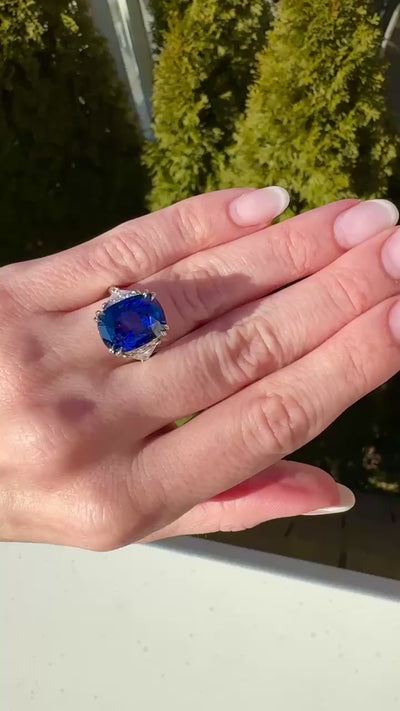 Platinum, Color Change Sapphire, and Diamond Ring