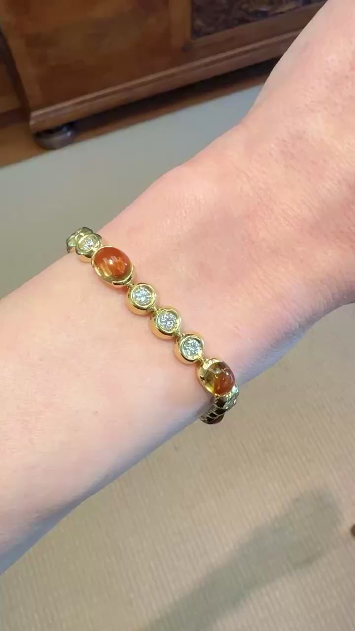 18kt Yellow Gold, Citrine, and Diamond Bracelet